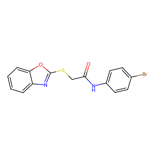 2-(1,3-benzoxazol-2-ylsulfanyl)-N-(4-bromophenyl)acetamide structure