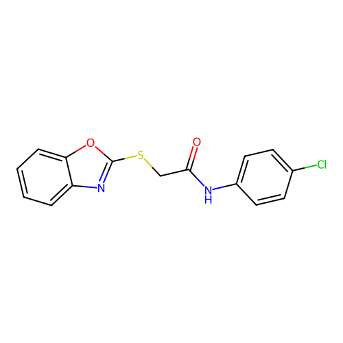 2-(1,3-benzoxazol-2-ylsulfanyl)-N-(4-chlorophenyl)acetamide structure