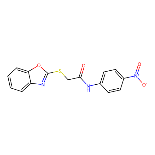 2-(1,3-benzoxazol-2-ylsulfanyl)-N-(4-nitrophenyl)acetamide structure
