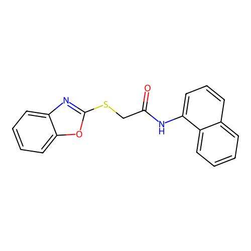 2-(1,3-benzoxazol-2-ylsulfanyl)-N-naphthalen-1-ylacetamide structure
