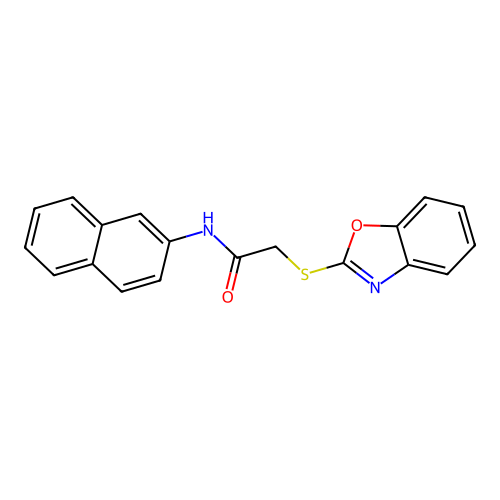 2-(1,3-benzoxazol-2-ylsulfanyl)-N-naphthalen-2-ylacetamide structure