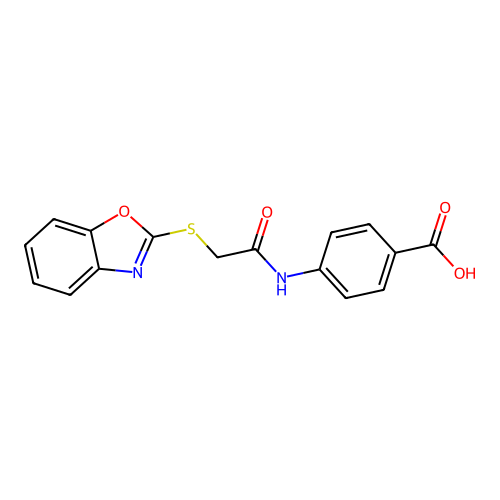 4-(2-Benzoxazol-2-ylthioacetylamino)benzoic acid structure