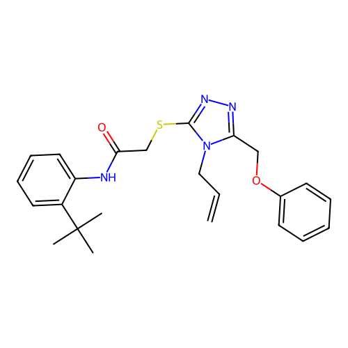 N-(2-tert-butylphenyl)-2-{[5-(phenoxymethyl)-4-(prop-2-en-1-yl)-4H-1,2,4-triazol-3-yl]sulfanyl}acetamide structure