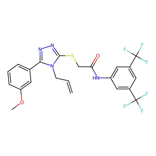 2-((4-allyl-5-(3-methoxyphenyl)-4H-1,2,4-triazol-3-yl)thio)-N-(3,5-bis(trifluoromethyl)phenyl)acetamide structure