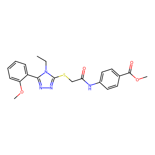 Methyl 4-[[2-[[4-ethyl-5-(2-methoxyphenyl)-1,2,4-triazol-3-yl]sulfanyl]acetyl]amino]benzoate structure
