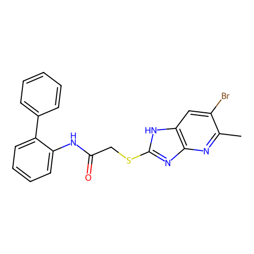 2-[(6-bromo-5-methyl-1H-imidazo[4,5-b]pyridin-2-yl)sulfanyl]-N-(2-phenylphenyl)acetamide structure