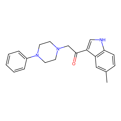 1-(5-methyl-1H-indol-3-yl)-2-(4-phenylpiperazin-1-yl)ethanone structure