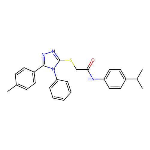 2-[[5-(4-methylphenyl)-4-phenyl-1,2,4-triazol-3-yl]sulfanyl]-N-(4-propan-2-ylphenyl)acetamide structure