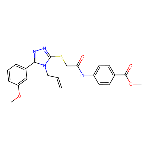 Methyl 4-[[2-[[5-(3-methoxyphenyl)-4-prop-2-enyl-1,2,4-triazol-3-yl]sulfanyl]acetyl]amino]benzoate structure