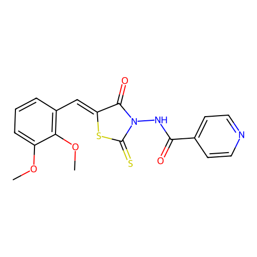 (Z)-N-(5-(2,3-dimethoxybenzylidene)-4-oxo-2-thioxothiazolidin-3-yl)isonicotinamide structure