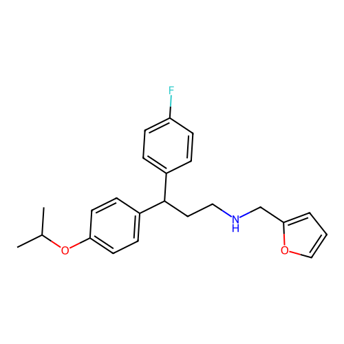 3-(4-fluorophenyl)-N-(furan-2-ylmethyl)-3-(4-isopropoxyphenyl)propan-1-amine structure