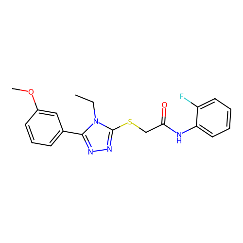 2-{[4-ethyl-5-(3-methoxyphenyl)-4H-1,2,4-triazol-3-yl]sulfanyl}-N-(2-fluorophenyl)acetamide structure