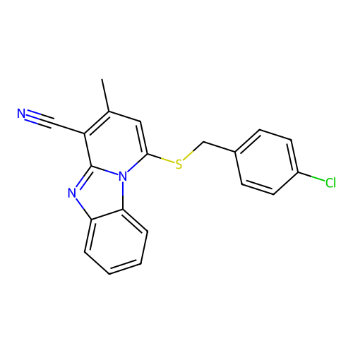 1-[(4-Chlorobenzyl)sulfanyl]-3-methylpyrido[1,2-a]benzimidazole-4-carbonitrile structure
