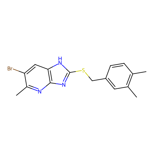 6-bromo-2-[(3,4-dimethylbenzyl)sulfanyl]-5-methyl-1H-imidazo[4,5-b]pyridine structure