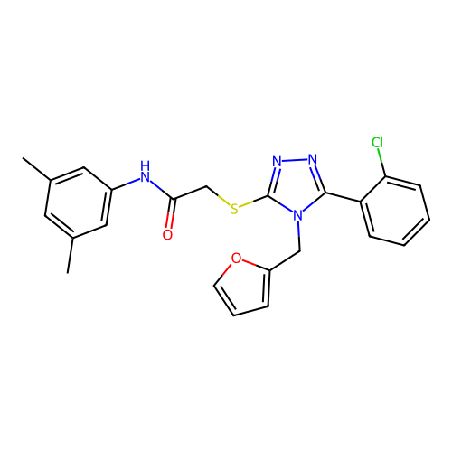 2-{[5-(2-chlorophenyl)-4-(furan-2-ylmethyl)-4H-1,2,4-triazol-3-yl]sulfanyl}-N-(3,5-dimethylphenyl)acetamide structure