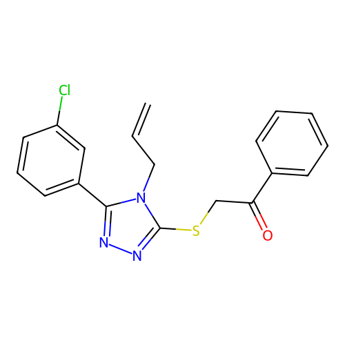 2-((4-allyl-5-(3-chlorophenyl)-4H-1,2,4-triazol-3-yl)thio)-1-phenylethanone structure