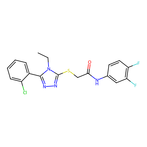 2-((5-(2-chlorophenyl)-4-ethyl-4H-1,2,4-triazol-3-yl)thio)-N-(3,4-difluorophenyl)acetamide structure