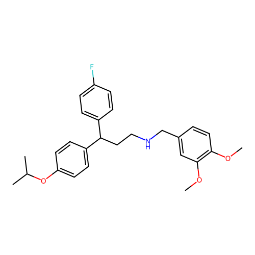 N-[(3,4-dimethoxyphenyl)methyl]-3-(4-fluorophenyl)-3-(4-propan-2-yloxyphenyl)propan-1-amine structure