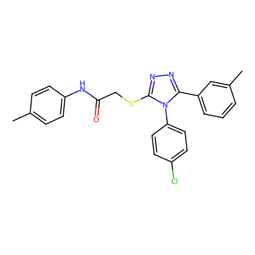 2-[[4-(4-chlorophenyl)-5-(3-methylphenyl)-1,2,4-triazol-3-yl]sulfanyl]-N-(4-methylphenyl)acetamide structure