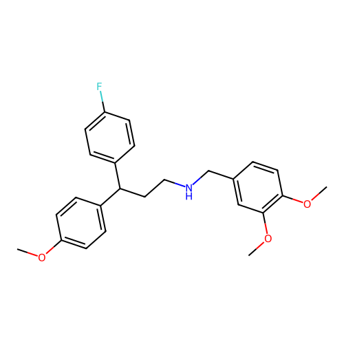 N-[(3,4-dimethoxyphenyl)methyl]-3-(4-fluorophenyl)-3-(4-methoxyphenyl)propan-1-amine structure