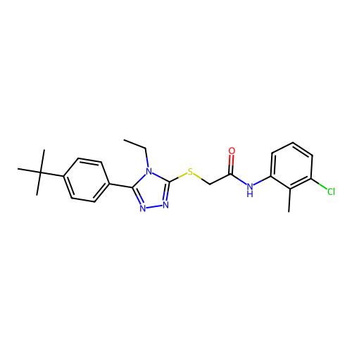 2-{[5-(4-tert-butylphenyl)-4-ethyl-4H-1,2,4-triazol-3-yl]sulfanyl}-N-(3-chloro-2-methylphenyl)acetamide structure