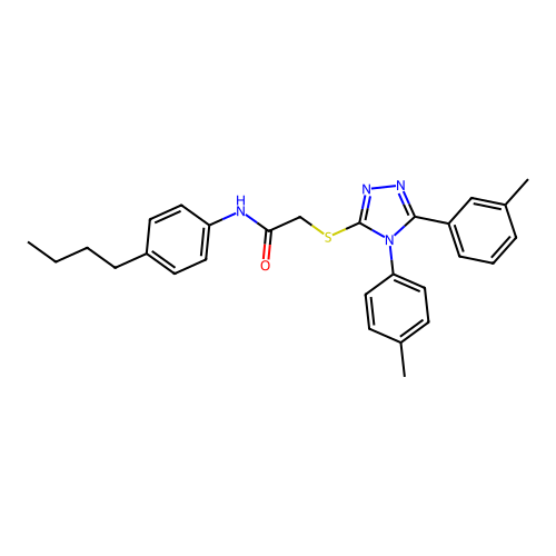 N-(4-butylphenyl)-2-[[5-(3-methylphenyl)-4-(4-methylphenyl)-1,2,4-triazol-3-yl]sulfanyl]acetamide structure