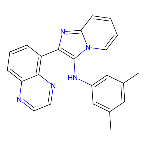 N-(3,5-dimethylphenyl)-2-(quinoxalin-5-yl)imidazo[1,2-a]pyridin-3-amine structure