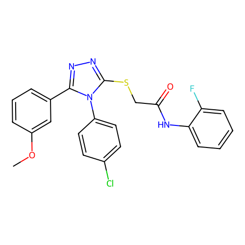 2-{[4-(4-chlorophenyl)-5-(3-methoxyphenyl)-4H-1,2,4-triazol-3-yl]sulfanyl}-N-(2-fluorophenyl)acetamide structure