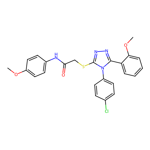 2-{[4-(4-chlorophenyl)-5-(2-methoxyphenyl)-4H-1,2,4-triazol-3-yl]sulfanyl}-N-(4-methoxyphenyl)acetamide structure