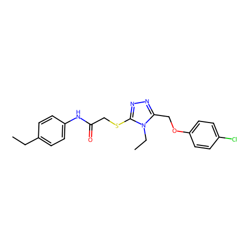 2-({5-[(4-chlorophenoxy)methyl]-4-ethyl-4H-1,2,4-triazol-3-yl}sulfanyl)-N-(4-ethylphenyl)acetamide structure