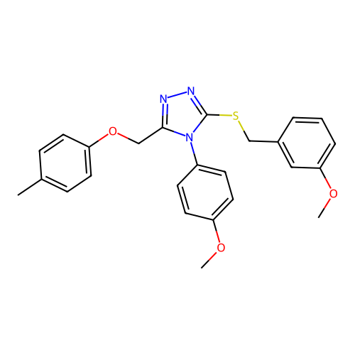 4-(4-methoxyphenyl)-3-[(3-methoxyphenyl)methylsulfanyl]-5-[(4-methylphenoxy)methyl]-1,2,4-triazole structure