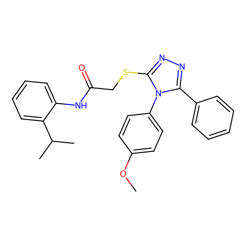 2-[[4-(4-methoxyphenyl)-5-phenyl-1,2,4-triazol-3-yl]sulfanyl]-N-(2-propan-2-ylphenyl)acetamide structure
