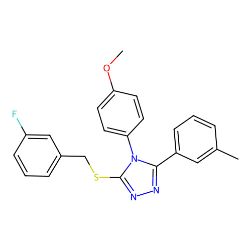 3-((3-fluorobenzyl)thio)-4-(4-methoxyphenyl)-5-(m-tolyl)-4H-1,2,4-triazole structure