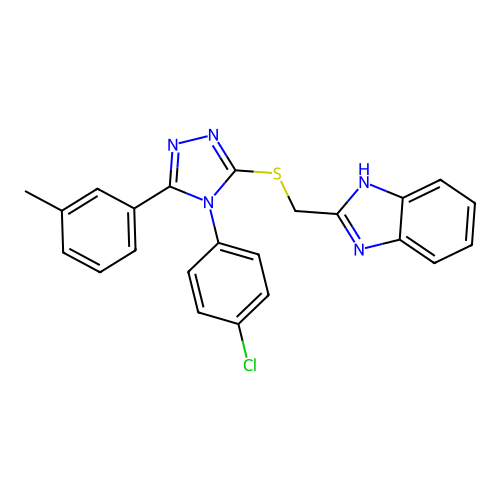 3-(benzimidazol-2-ylmethylthio)-4-(4-chlorophenyl)-5-(3-methylphenyl)-1,2,4-tr iazole structure