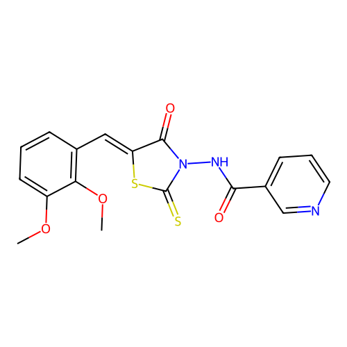 (Z)-N-(5-(2,3-dimethoxybenzylidene)-4-oxo-2-thioxothiazolidin-3-yl)nicotinamide structure