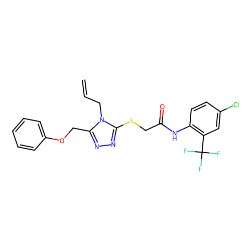 N-[4-chloro-2-(trifluoromethyl)phenyl]-2-{[5-(phenoxymethyl)-4-(prop-2-en-1-yl)-4H-1,2,4-triazol-3-yl]sulfanyl}acetamide structure