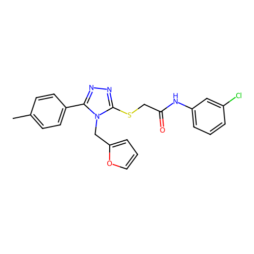 N-(3-chlorophenyl)-2-{[4-(furan-2-ylmethyl)-5-(4-methylphenyl)-4H-1,2,4-triazol-3-yl]sulfanyl}acetamide structure