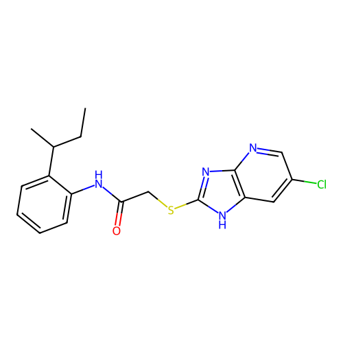 N-(2-(sec-butyl)phenyl)-2-((6-chloro-3H-imidazo[4,5-b]pyridin-2-yl)thio)acetamide structure