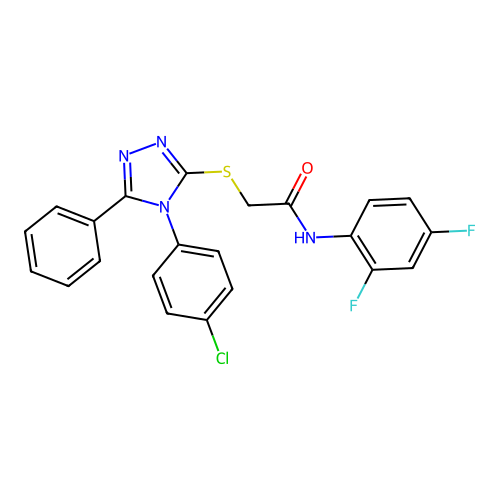 2-[[4-(4-chlorophenyl)-5-phenyl-1,2,4-triazol-3-yl]sulfanyl]-N-(2,4-difluorophenyl)acetamide structure