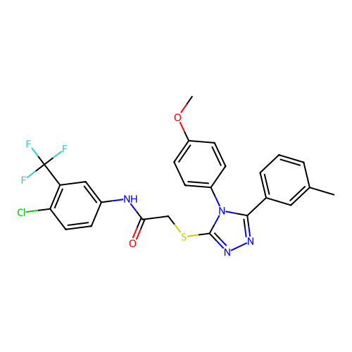 N-(4-chloro-3-(trifluoromethyl)phenyl)-2-((4-(4-methoxyphenyl)-5-(m-tolyl)-4H-1,2,4-triazol-3-yl)thio)acetamide structure