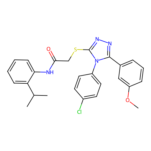 2-{[4-(4-chlorophenyl)-5-(3-methoxyphenyl)-4H-1,2,4-triazol-3-yl]sulfanyl}-N-[2-(propan-2-yl)phenyl]acetamide structure