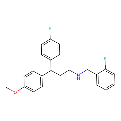 N-(2-fluorobenzyl)-3-(4-fluorophenyl)-3-(4-methoxyphenyl)propan-1-amine structure