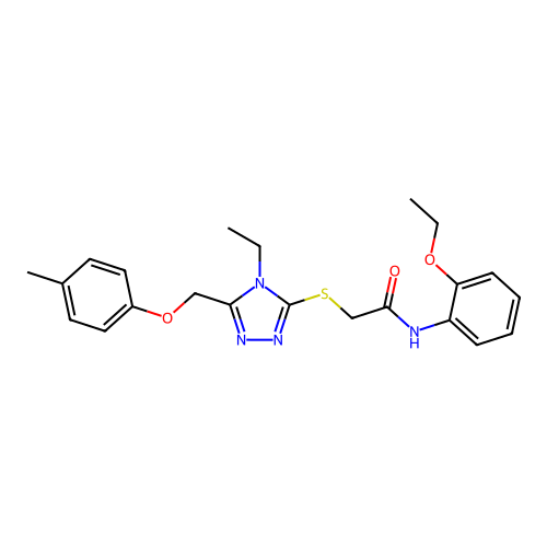 N-(2-ethoxyphenyl)-2-[[4-ethyl-5-[(4-methylphenoxy)methyl]-1,2,4-triazol-3-yl]sulfanyl]acetamide structure