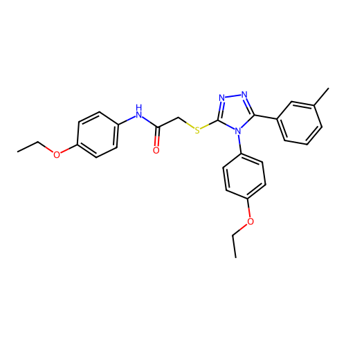 N-(4-ethoxyphenyl)-2-[[4-(4-ethoxyphenyl)-5-(3-methylphenyl)-1,2,4-triazol-3-yl]sulfanyl]acetamide structure