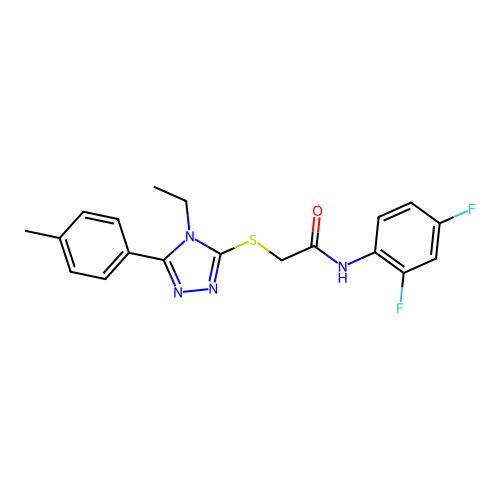 N-(2,4-difluorophenyl)-2-{[4-ethyl-5-(4-methylphenyl)-4H-1,2,4-triazol-3-yl]sulfanyl}acetamide structure