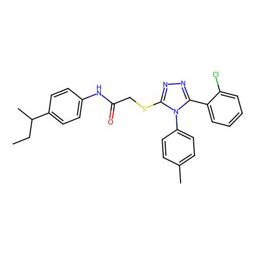N-[4-(butan-2-yl)phenyl]-2-{[5-(2-chlorophenyl)-4-(4-methylphenyl)-4H-1,2,4-triazol-3-yl]sulfanyl}acetamide structure