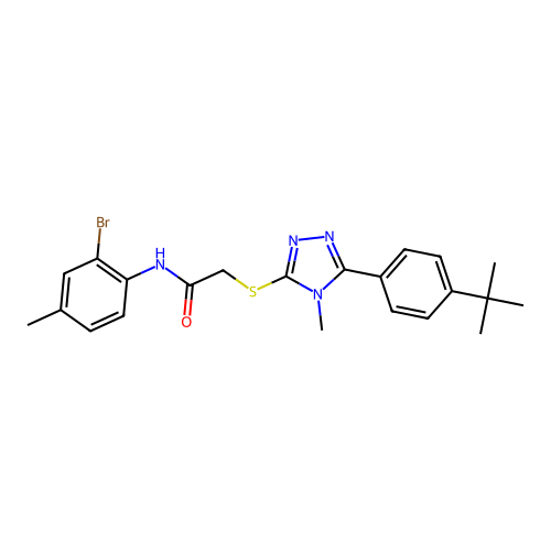 N-(2-bromo-4-methylphenyl)-2-{[5-(4-tert-butylphenyl)-4-methyl-4H-1,2,4-triazol-3-yl]sulfanyl}acetamide structure