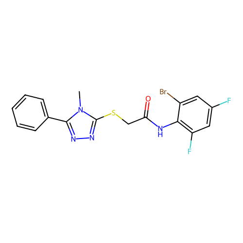 N-(2-bromo-4,6-difluorophenyl)-2-[(4-methyl-5-phenyl-4H-1,2,4-triazol-3-yl)sulfanyl]acetamide structure