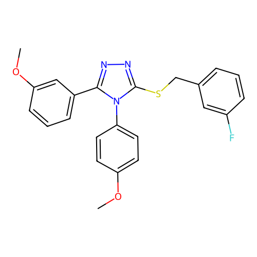 3-[(3-fluorophenyl)methylsulfanyl]-5-(3-methoxyphenyl)-4-(4-methoxyphenyl)-1,2,4-triazole structure