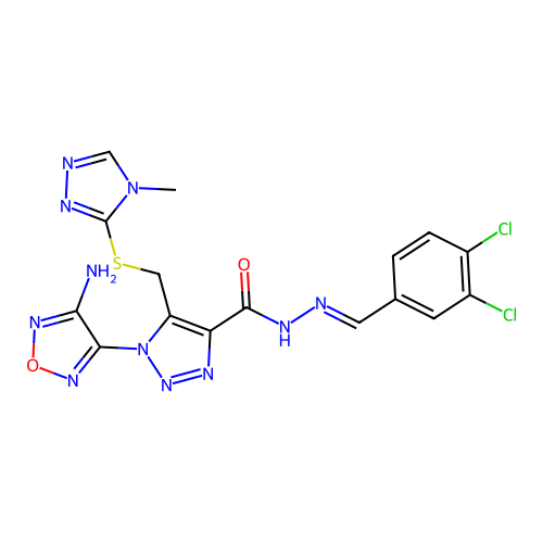 C16H13Cl2N11O2S structure